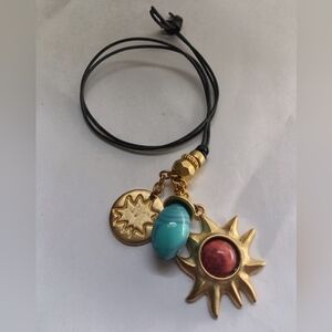 Gold and Black Sun Pendant Necklace